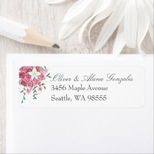 Pink Rose Bouquet Address Labels