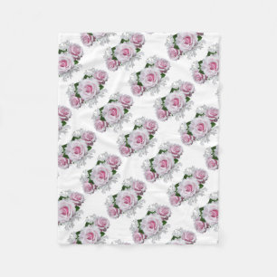 Pink Rose Bouquet Fleece Blanket