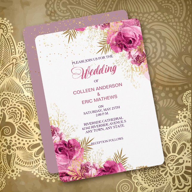 Pink Rose Bouquet Floral Wedding Invitation (Creator Uploaded)