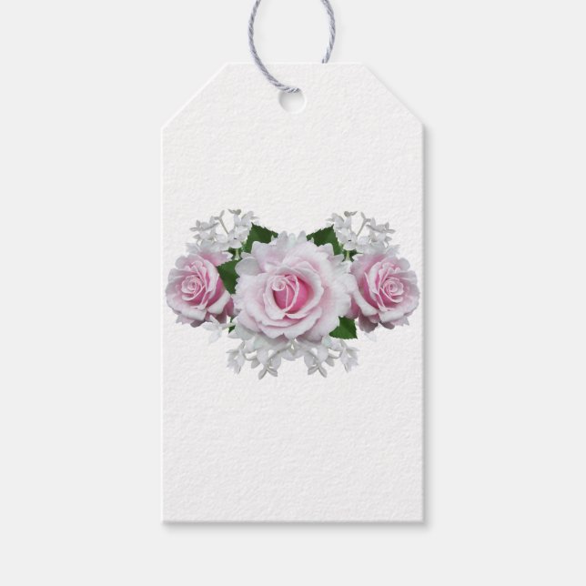 Pink Rose Bouquet Gift Tags (Front)