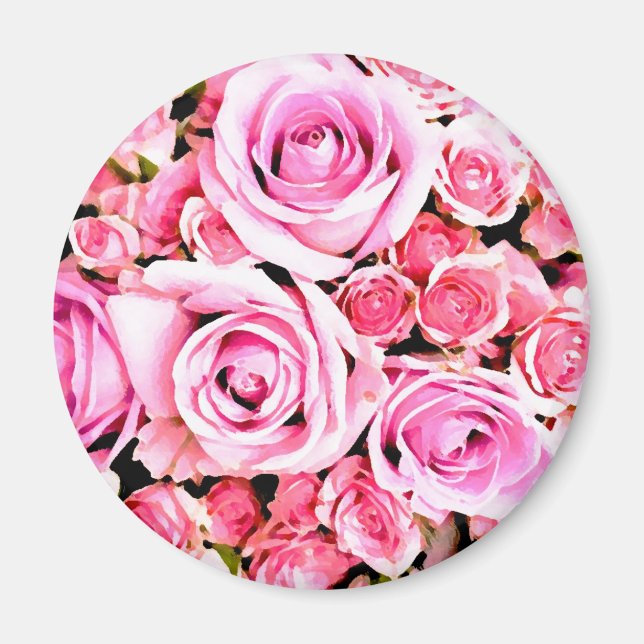 Pink rose bouquet magnet (Front)