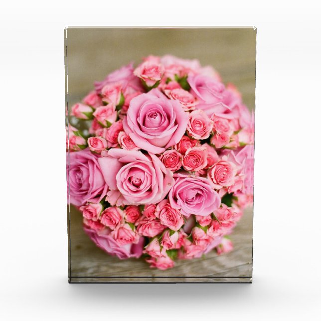 Pink Rose Bouquet of Flower Photo Block (Front)