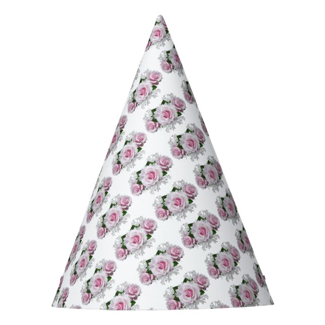 Pink Rose Bouquet Party Hat (Front)