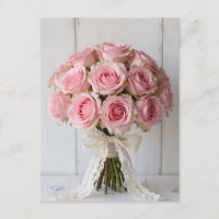 Pink Rose Bouquet Pearl Lace Romantic