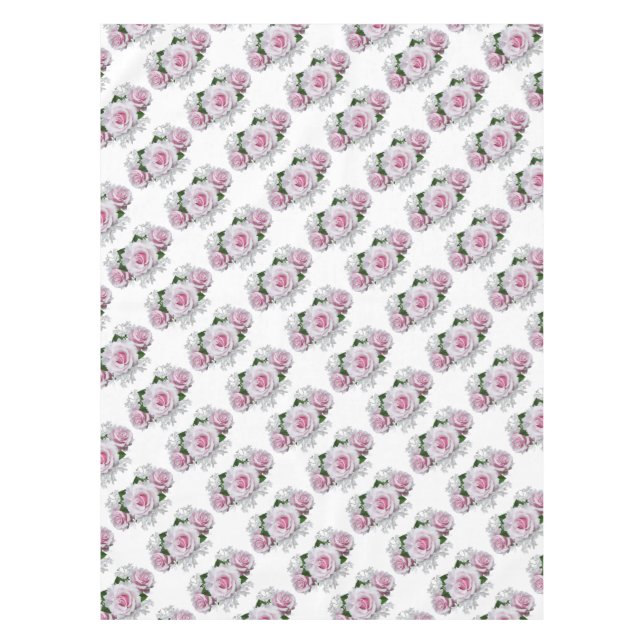 Pink Rose Bouquet Tablecloth (Front)