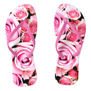 Pink rose bouquet thongs
