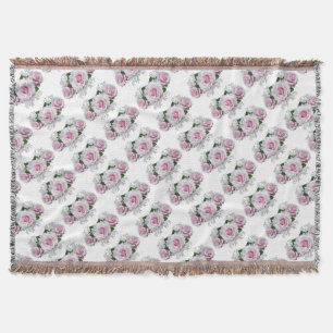 Pink Rose Bouquet Throw Blanket