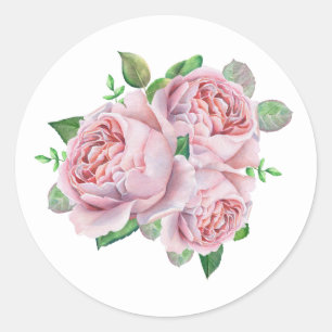 Pink Rose Bouquet Vintage Floral Classic Round Sticker