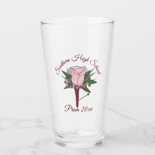 Pink Rose Boutonniere Bachelor Party Prom Floral Glass