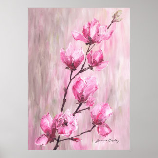 Pink Rose Branch Poster