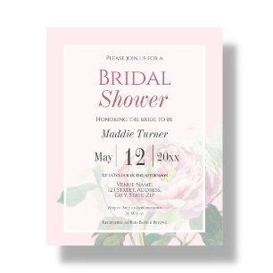 Pink Rose Bridal Shower Invitation