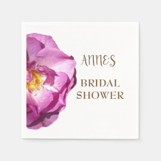 Pink Rose Bridal Shower Paper Napkins