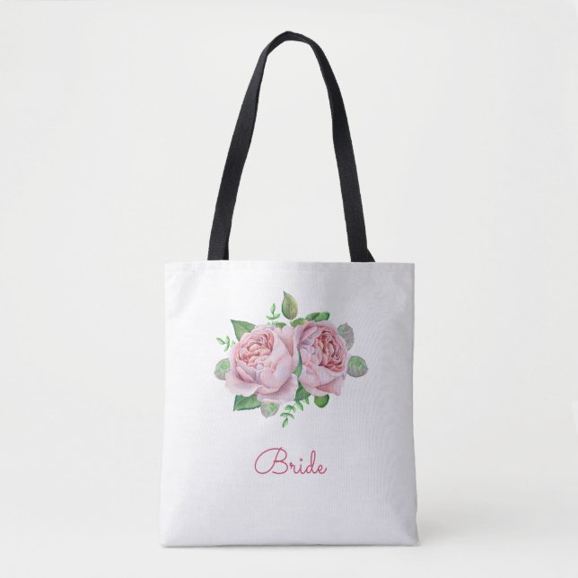 Pink Rose Bridal Tote Bag (Front)
