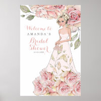 Pink Rose Bride Bridal Shower Welcome