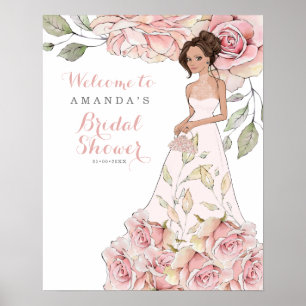 Pink Rose Bride Bridal Shower Welcome  Poster