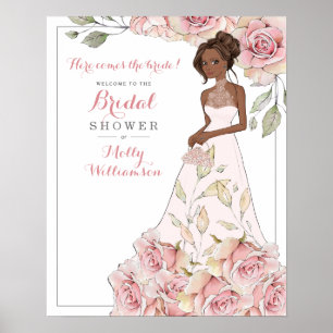 Pink Rose Bride Bridal Shower Welcome Poster