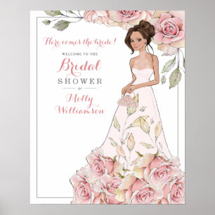 Pink Rose Bride Bridal Shower Welcome Poster