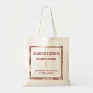 Pink Rose Bridesmaid Tote Bag – Personalised 