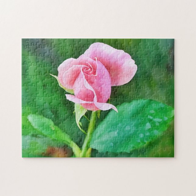 Pink Rose Bud Art Puzzle (Horizontal)