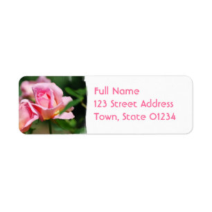 Pink Rose Bud Mailing Labels