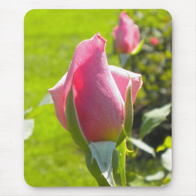 Pink Rose Bud Mouse pad (Front)
