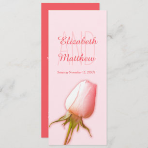 Pink rose bud wedding reception dinner menu invitation