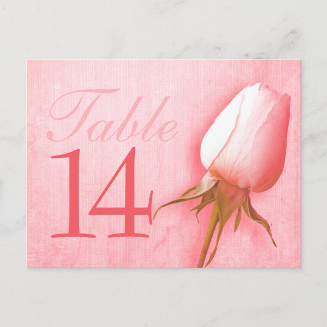 Pink rose bud wedding table number 10-39 postcard (Front)