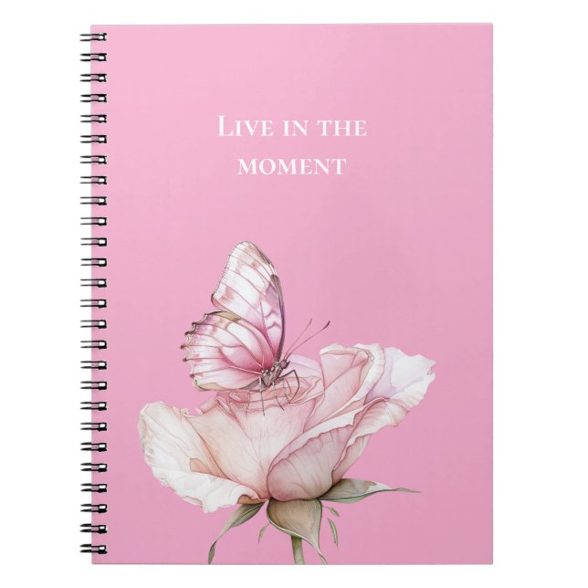 Pink Rose Butterfly Notebook (Front)