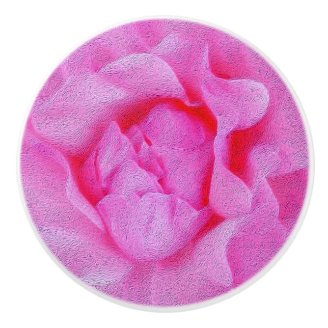 pink rose ceramic knob (Front)