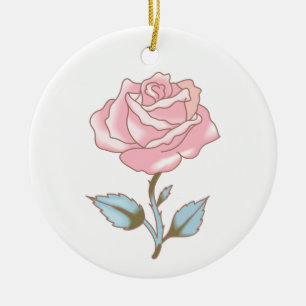 PINK ROSE CERAMIC ORNAMENT