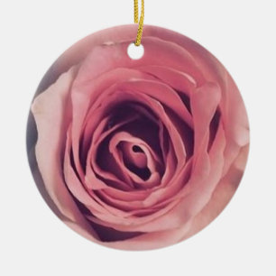 Pink rose ceramic ornament