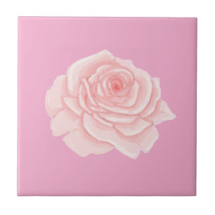 Pink rose ceramic tile