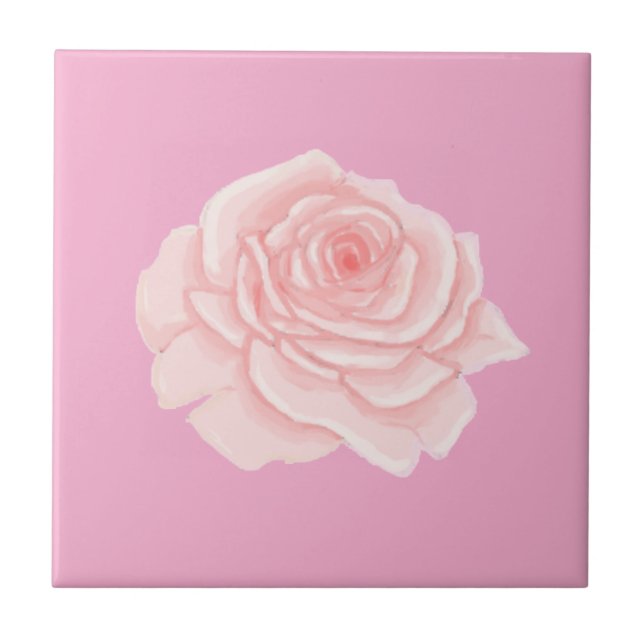 Pink rose ceramic tile (Front)