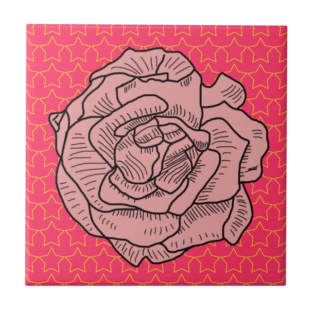 Pink Rose Ceramic Tile (Front)