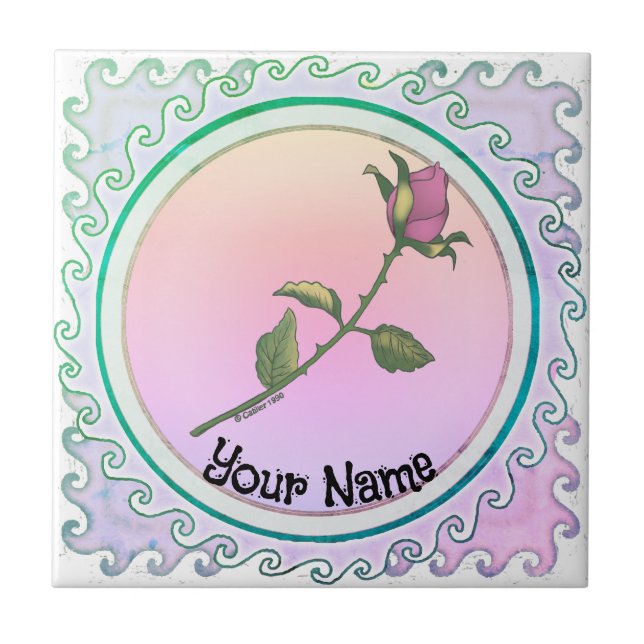 Pink Rose  Ceramic Tile (Front)