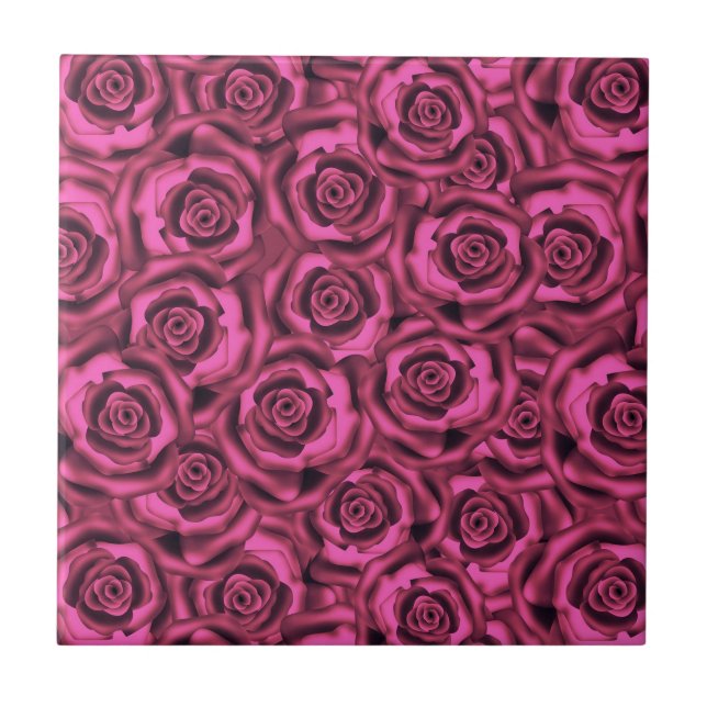 Pink rose ceramic tile (Front)