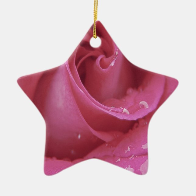 Pink Rose Ceramic Tree Decoration (Front)