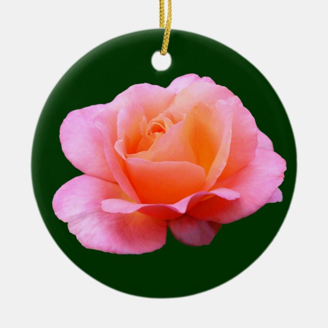 Pink Rose Ceramic Tree Decoration (Front)