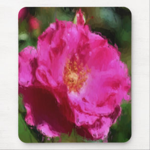 Pink Rose Chalk Drawing Flower Art Mouse Pad