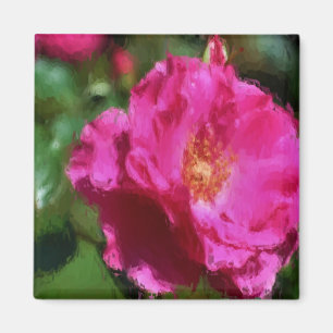 Pink Rose Chalk Drawing Flower Magnet