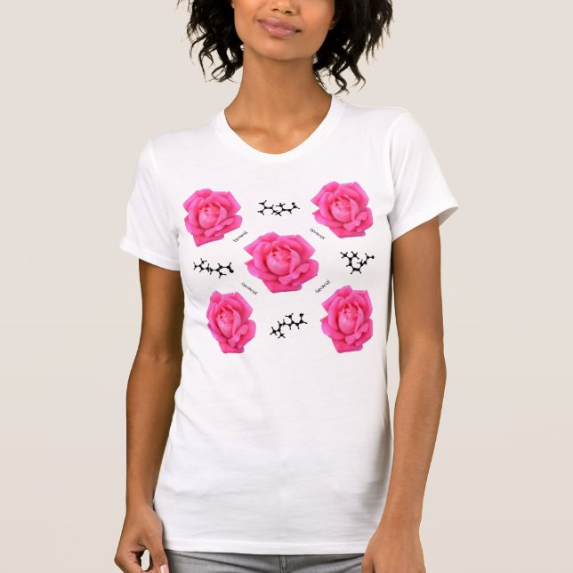 Pink Rose Chemistry Science Flower T-Shirt (Front)