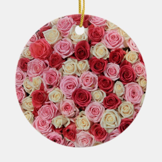 Pink Rose Christmas Ornament (Front)