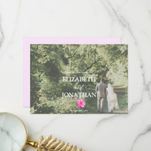 Pink Rose Classic Minimalist Wedding Thank You Card