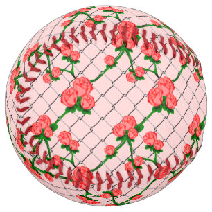 Pink Rose Climbing Chain Link Fence Seamless Patte Softball