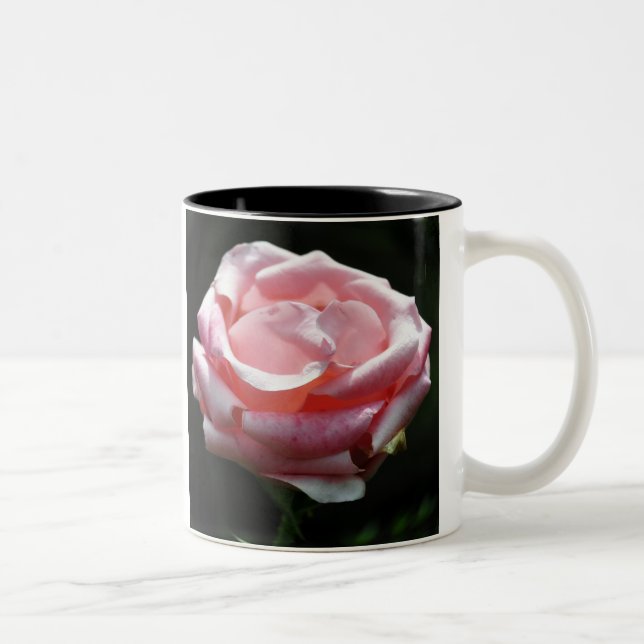 Pink Rose Close-up Two-Tone Coffee Mug (Right)