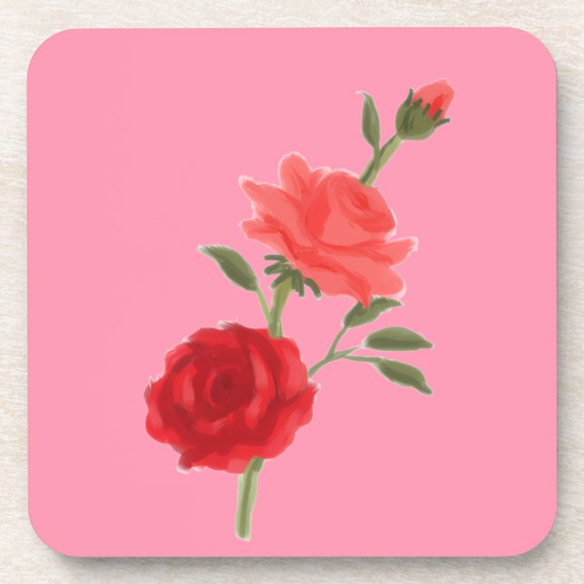 Pink rose coaster (Front)