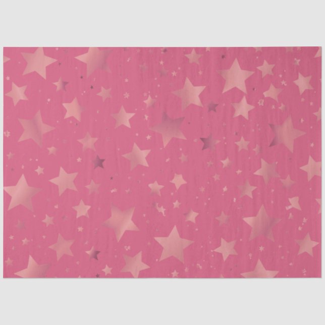 Pink | Rose Colour | Gold Star Pattern Tissue Paper (Front)