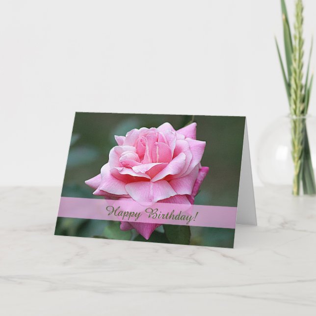 Pink Rose Custom Birthday Card (Front)