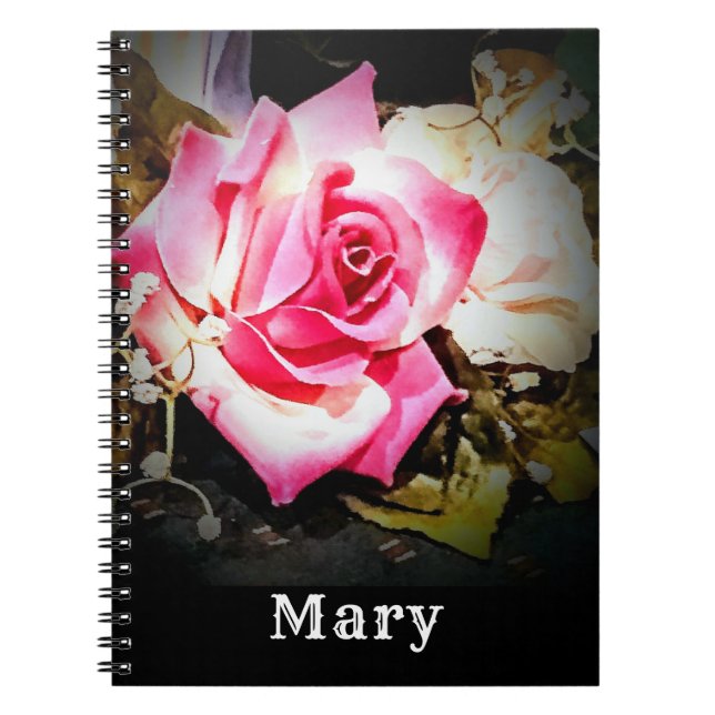 Pink Rose Customisable Notebook (Front)
