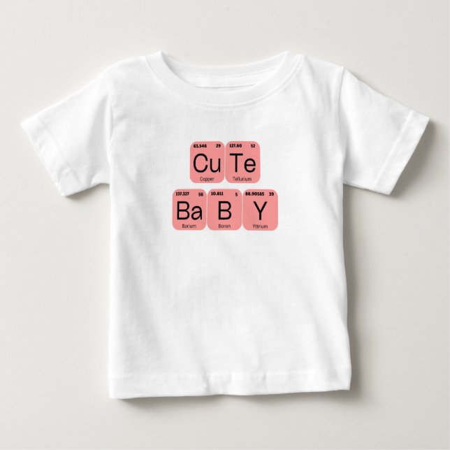 Pink Rose Cute Baby Periodic Table Element T-Shirt (Front)